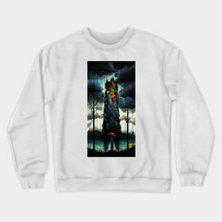 Mystical Tower Inspired by Piet Mondrian Art Crewneck Sweatshirt